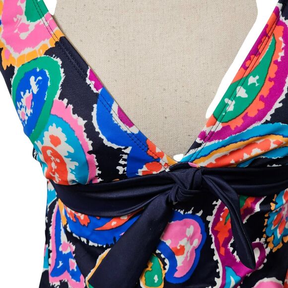 Liz Claiborne Paisley Tankini Top Womens Size 8 Halter Style Swim NWT Preppy - Picture 2 of 6